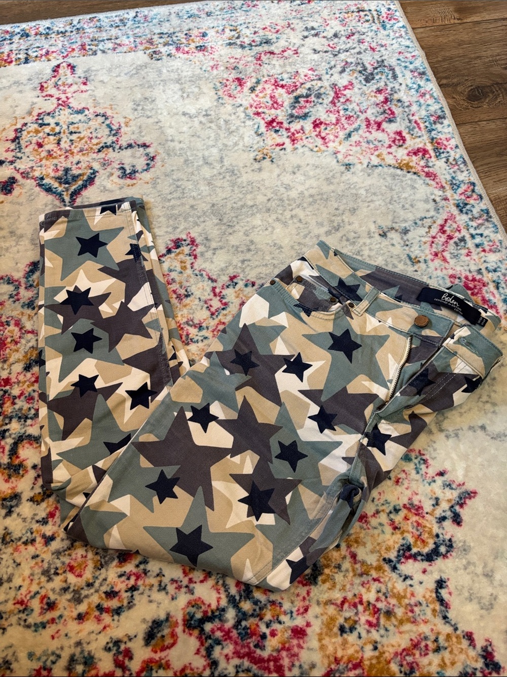 Boden Star Camo Skinny Jeans - Navy Green Tan